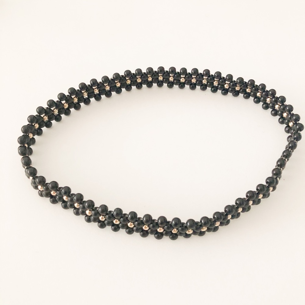 H&M Black & Gold Choker w Elastic Band